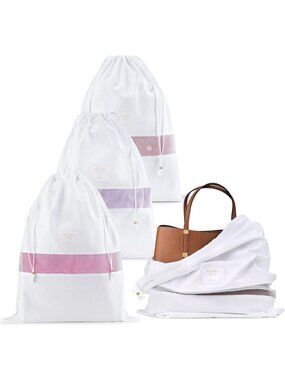 Set of 3 Luxury Organic Cotton Dust Bags for Handbags - Large Size, Eco-Friendly